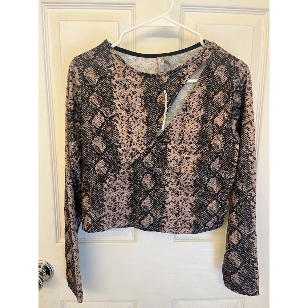 NWT ASOS Snake Print Long Sleeve Cut Out Top Size 12